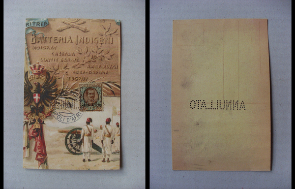 Cartolina / postcard ERITREA - Batteria Indigeni. Sovrastampato "Colonia Eritrea". …