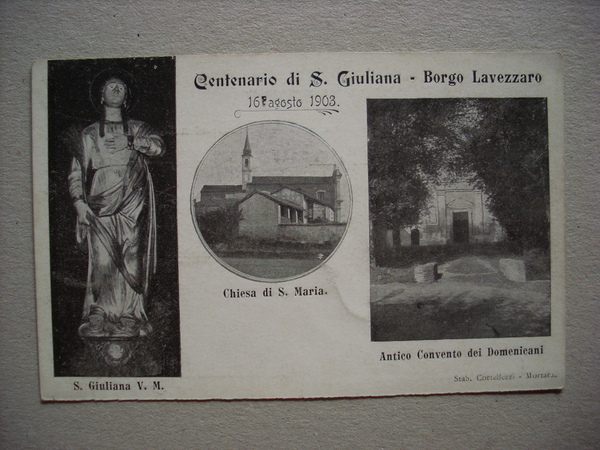 Cartolina / postcard Centenario di S. Giuliana - Borgolavezzaro / …