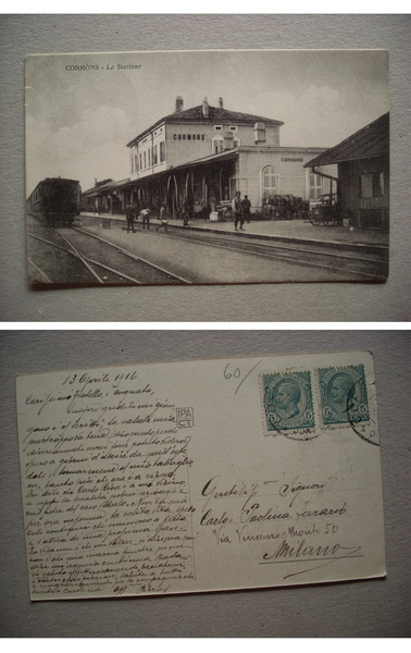 Cartolina / postcard Cormons (Gorizia) La Stazione (treno) 1916