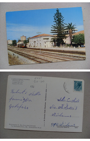 Cartolina / postcard Monasterace marina (Reggio Calabria) Stazione FF.SS. Anni'50 …