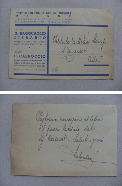 Cartolina Istituto di Propaganda Libraria MILANO (Il ragguaglio Librario - …