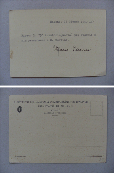 Cartolina invio "R. Istituto per la storia del Risorgimento Italiano …