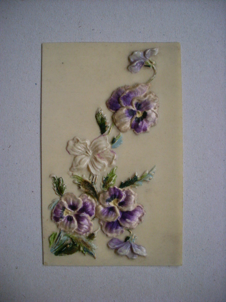 Cartolina / cartoncino in plastica VIOLE - Fiori. Fine'900