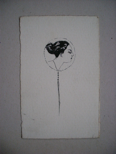 Cartoncino / cartoncino disegnata a mano china. Ventaglio. Primi'900