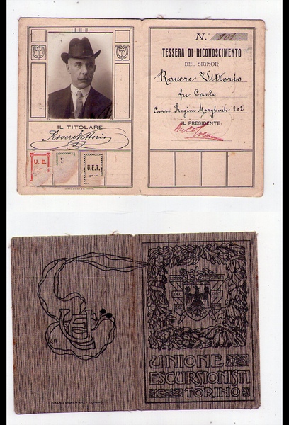 *Tessera UNIONE ESCURSIONISTI TORINO. 1910 circa