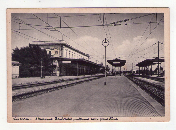 Cartolina / postcard AVERSA - Stazione Centrale, interno con pensilina. …