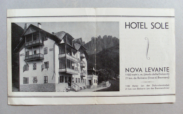 Brochure "HOTEL SOLE - Nova Levante" (Dolomiti - Bolzano)