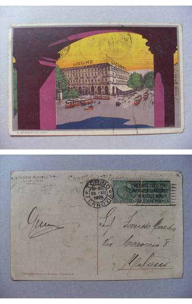 Cartolina / postcard Grande Albergo LIGURE - Torino. 1925