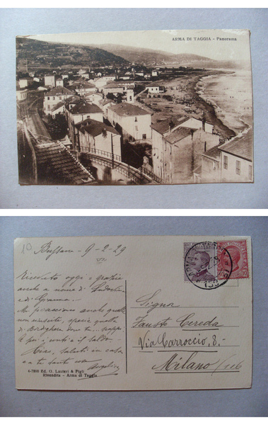 Cartolina / postcard ARMA DI TAGGIA (Imperia) Panorama. 1929
