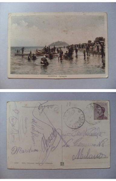 Cartolina / postcard ALBENGA (Savona) - Spiaggia Anni´20 / ´30 …