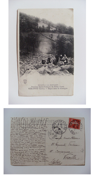 Cartolina / postcard Enfants a la montagne. Paroisse Saint - …