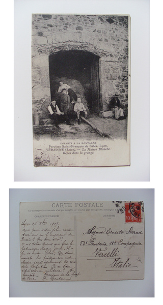 Cartolina / postcard Enfants a la montagne. Paroisse Saint - …