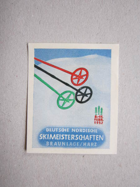 "Deutsche Nordische SKIMEISTERSCHAFTEN Braunlage / Harz 1952" 1 bollo ERINNOFILO