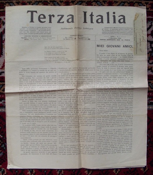 Terza Italia. Settimanale Politico Letterario. Anno 1: N. 1 del …