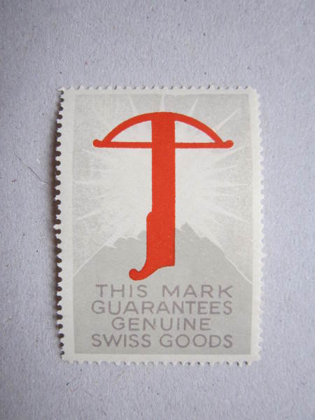 "This Mark Guarantees Genuine Swiss Goods" 1 bollo ERINNOFILO