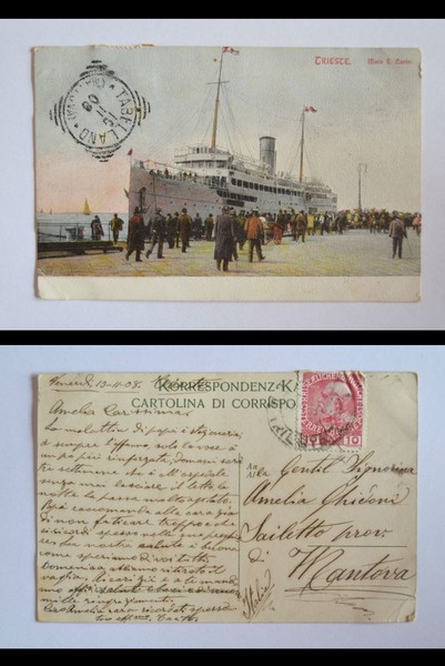 Cartolina / postcard TRIESTE - Molo San Carlo. 1908