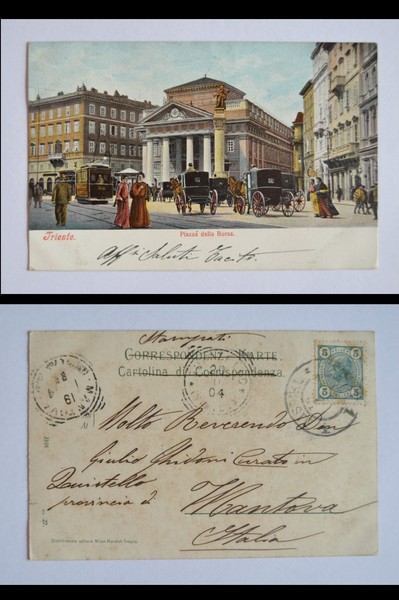 Cartolina / postcard TRIESTE - Piazza della Borsa. 1904