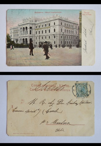 Cartolina / postcard TRIEST Saluti da TRIESTE - Stadthalterei. Palazzo …