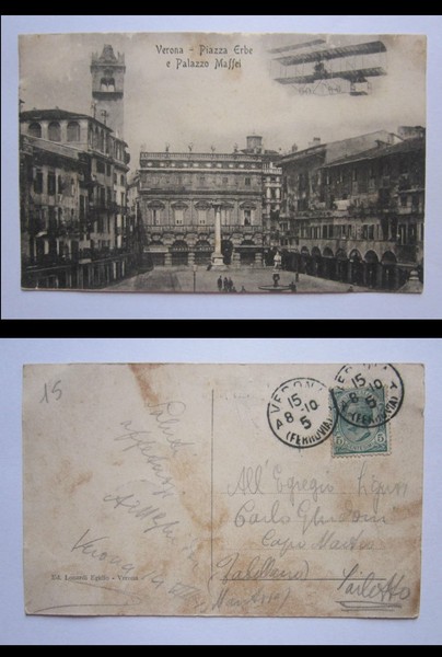 Cartolina / postcard VERONA - Piazza Erbe e Palazzo Maffei …