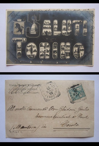 Cartolina / postcard Saluti da Torino. 1905 ca.