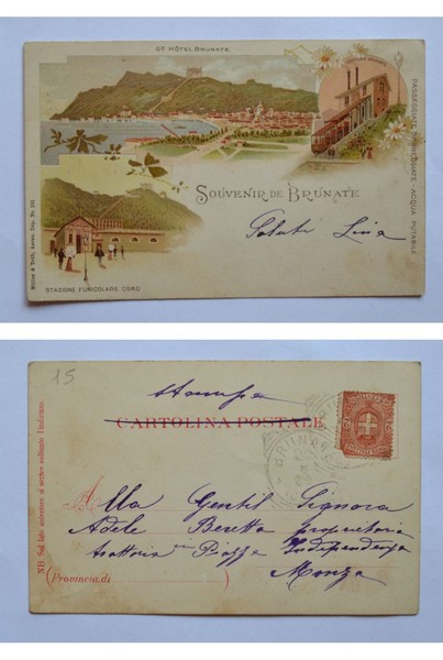 Cartolina / postcard Souvenir de BRUNATE (Como) Grand Hotel Brunate …