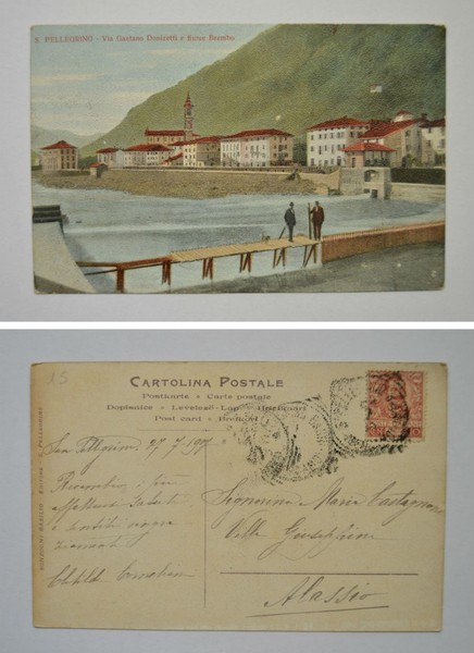 Cartolina / postcard San Pellegrino (Bergamo) Via Gaetano Donizzetti e …