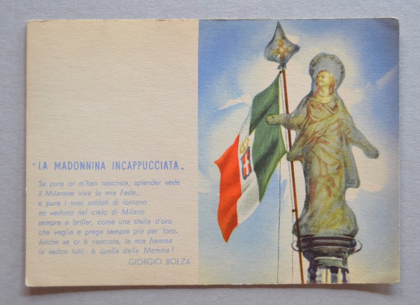 Cartolina "La Madonnina incappucciata" Giorgio Bolza (tricolore)