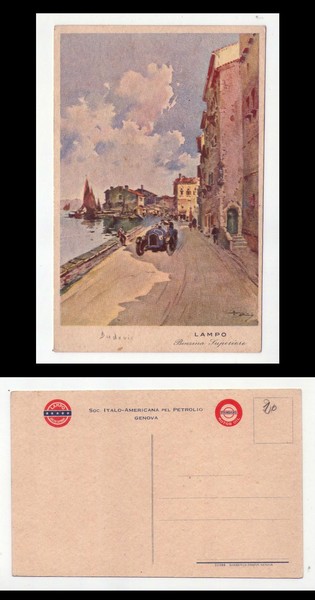 Cartolina / postcard LAMPO Benzina Superiore. Soc. Italo - Americana …