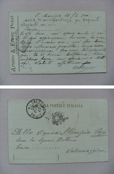 Cartolina spedita e firmata da ARTURO POZZI 1900 (Arturo & …