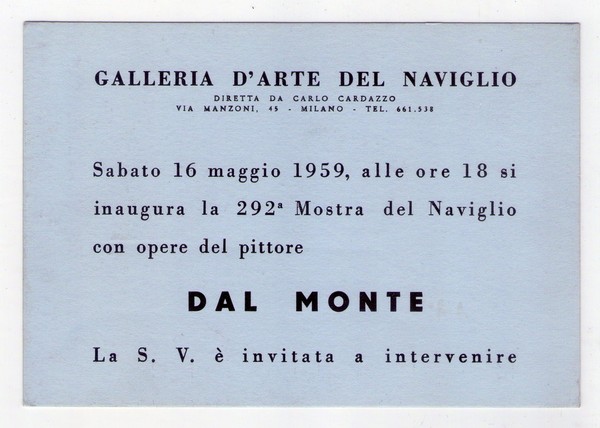 Cartolina / invito Mostra MARIO GUIDO DAL MONTE. Galleria d´Arte …