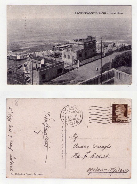 Cartolina/postcard LIVORNO - ANTIGNANO. Bagni Roma. 1935