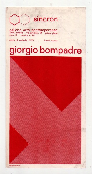 Invito GIORGIO BOMPADRE - 1969. SINCRON Centro Culturale Arte Contemporanea …