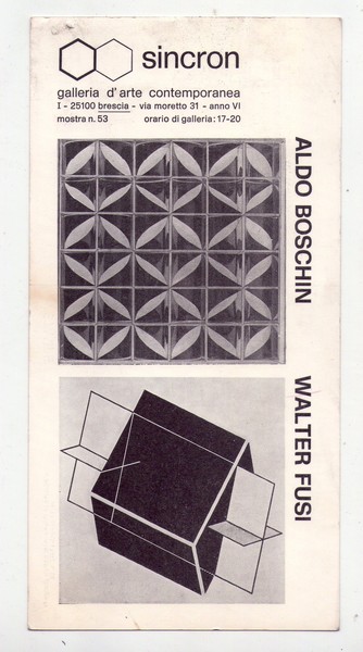 Invito ALDO BOSCHIN - WALTER FUSI. 1975. SINCRON Centro Culturale …