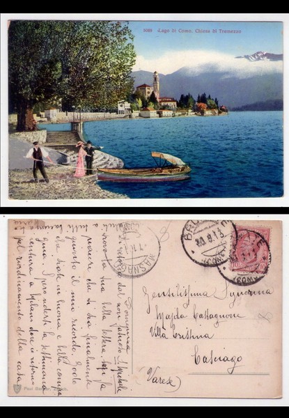Cartolina/postcard Lago di Como. Chiesa di Tremezzo. 1918 circa.