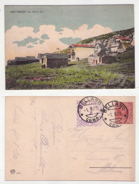 Cartolina/postcard Alpe Tedoldo (Lecco) 1920