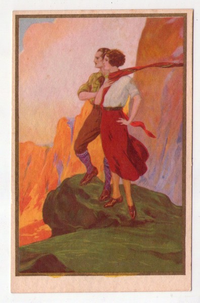 Cartolina/postcard (moda - montagna - innamorati) 1930 circa. Editore Degami …