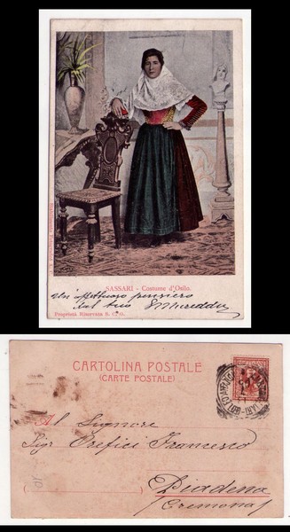 Cartolina/postcard SASSARI - Costume d'Osilo. 1905