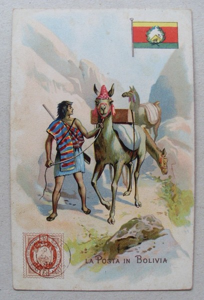 Cartolina/postcard "La Posta in BOLIVIA" Lysoform - Achille Brioschi & …