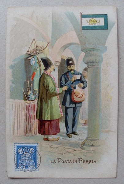 Cartolina/postcard "La Posta in PERSIA" Lysoform - Achille Brioschi & …