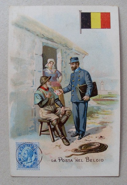 Cartolina/postcard "La Posta nel BELGIO" Lysoform - Achille Brioschi & …