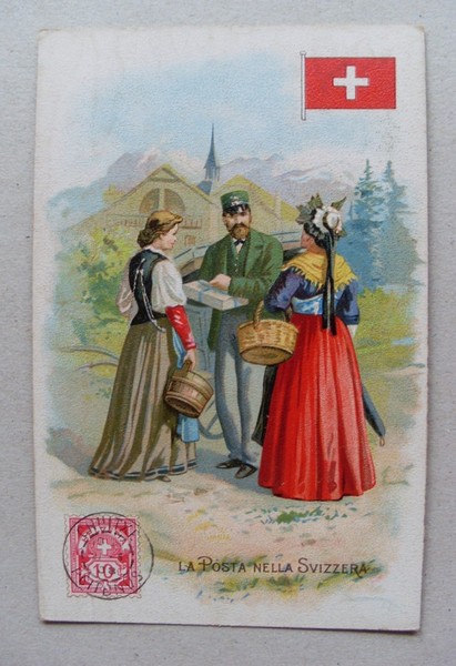 Cartolina/postcard "La Posta nella SVIZZERA" Lysoform - Achille Brioschi & …