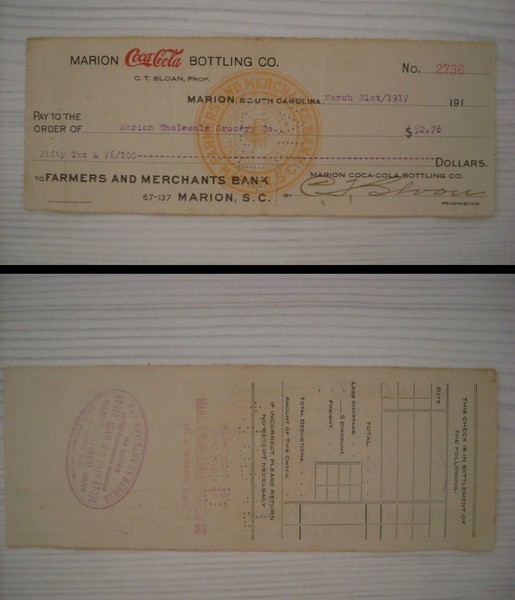 Cambiale/promissory note Marion COCA COLA - Farmers and Merchants Bank …