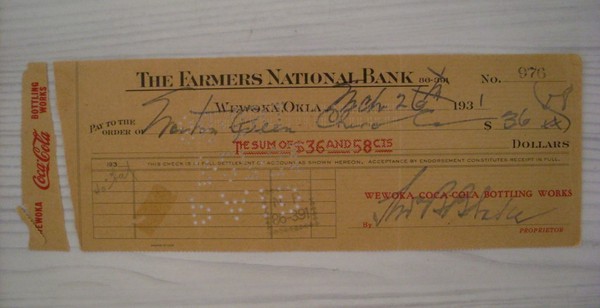 Cambiale/promissory note Wewoka COCA COLA - The Farmers National Bank …