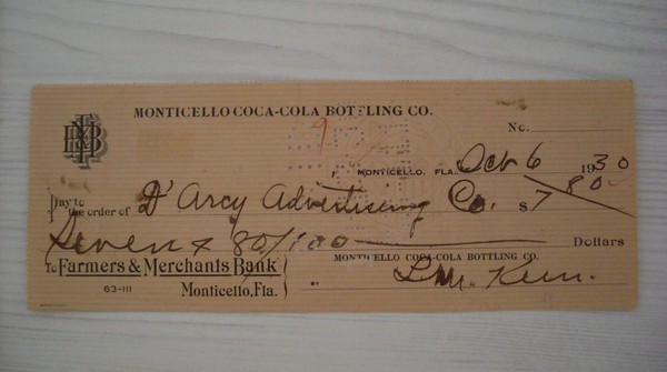 Cambiale/promissory note Monticello (Florida) COCA COLA - Farmers & Merchants …