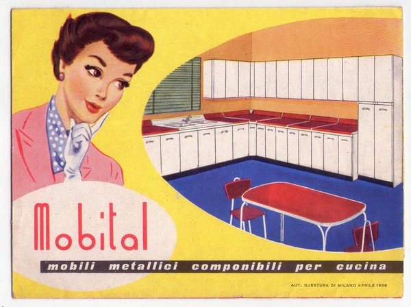 Brochure MOBITAL mobili metallici componibili per cucina. Milano. 1956