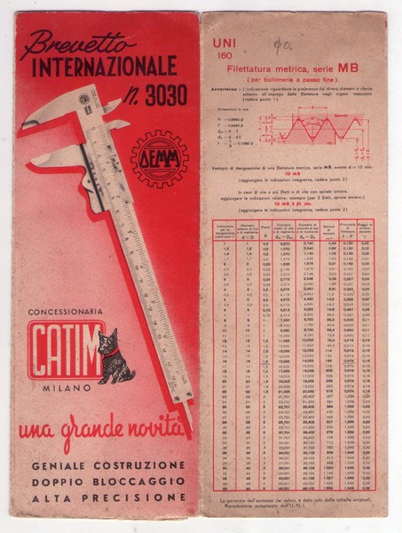 Brochure "Brevetto Internazionale n.3030 - DEMM" Concessionaria CATIM - Milano …
