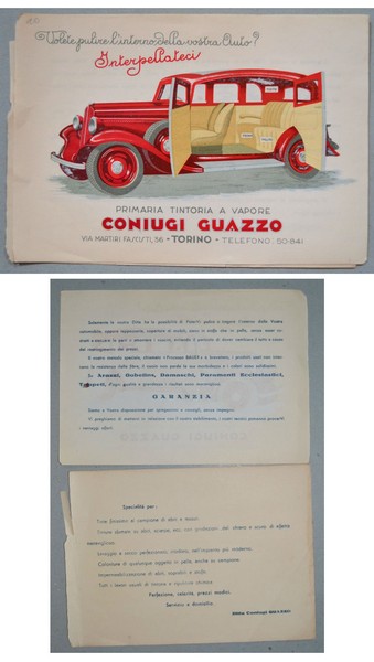Brochure "Primaria Tintoria a Vapore Coniugi GUAZZO - Torino" ARS …