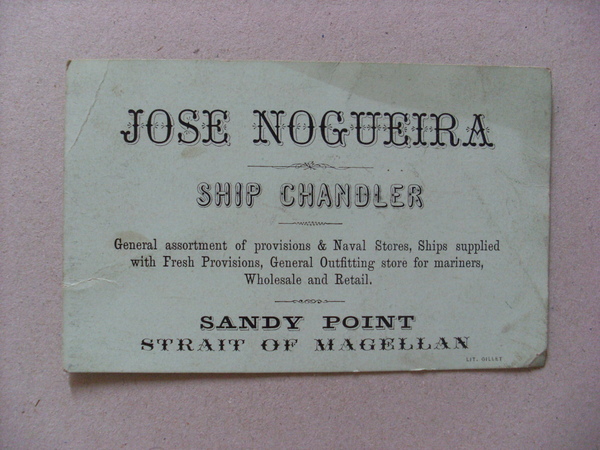 Biglietto pubblicitario JOSE NOGUEIRA Ship Chandler - Sandy Point - …