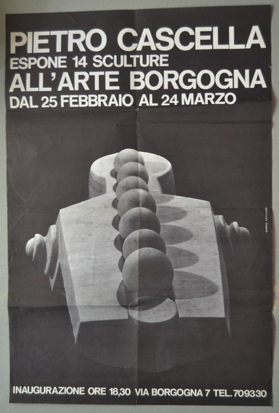 Invito/manifesto PIETRO CASCELLA espone 14 sculture all'Arte Borgogna dal 25 …