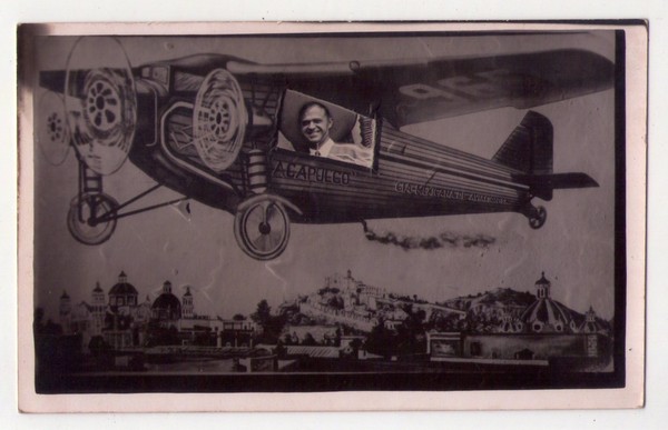 Cartolina fotomontaggio pubblicitario ACAPULCO Cia - Mexicana de Aviociones